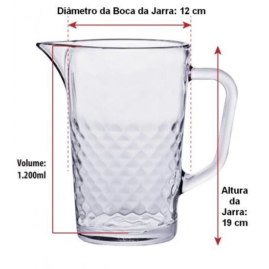 Jarra 1200ml Bubbles Em Vidro